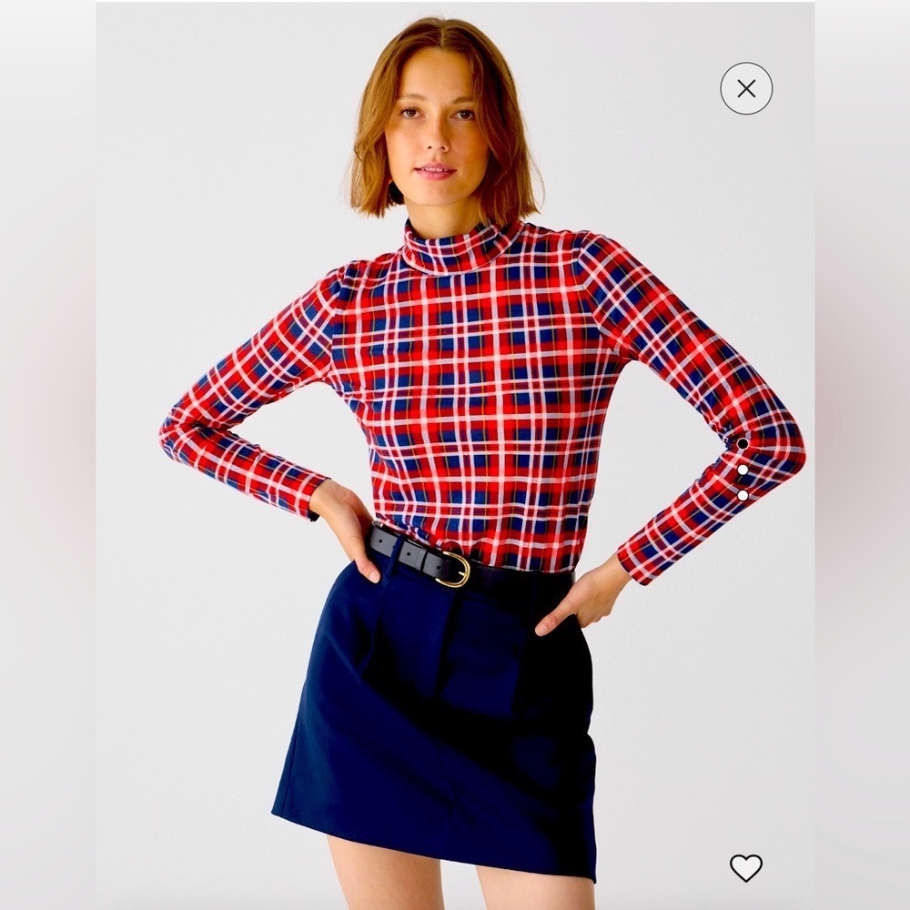 J.CREW ❤️ Tissue Turtleneck in Plaid Dark Evening 🎉Discounted shipping